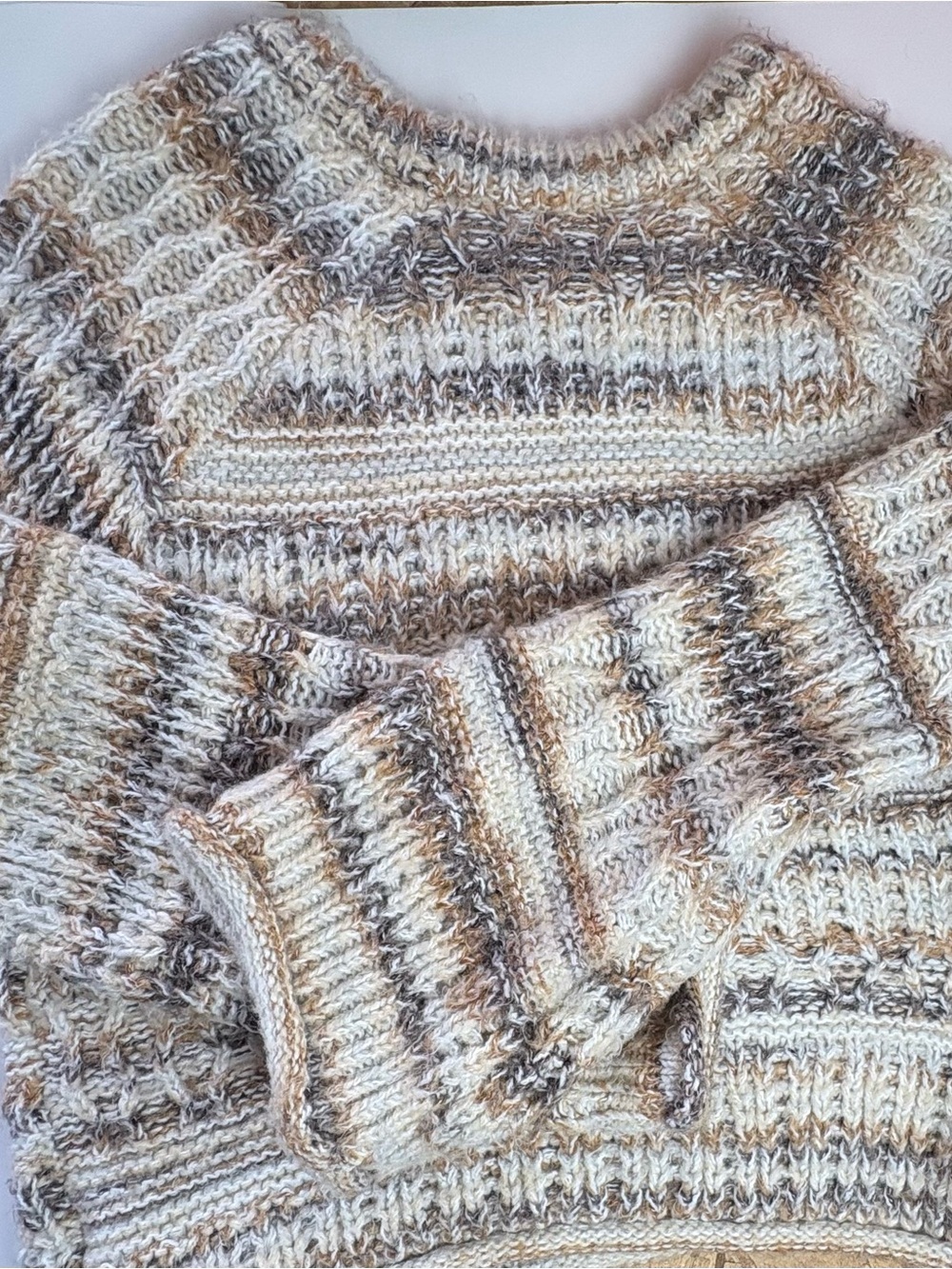 Universal Thread Cream & Brown Marled Chunky Knit Sweater Large